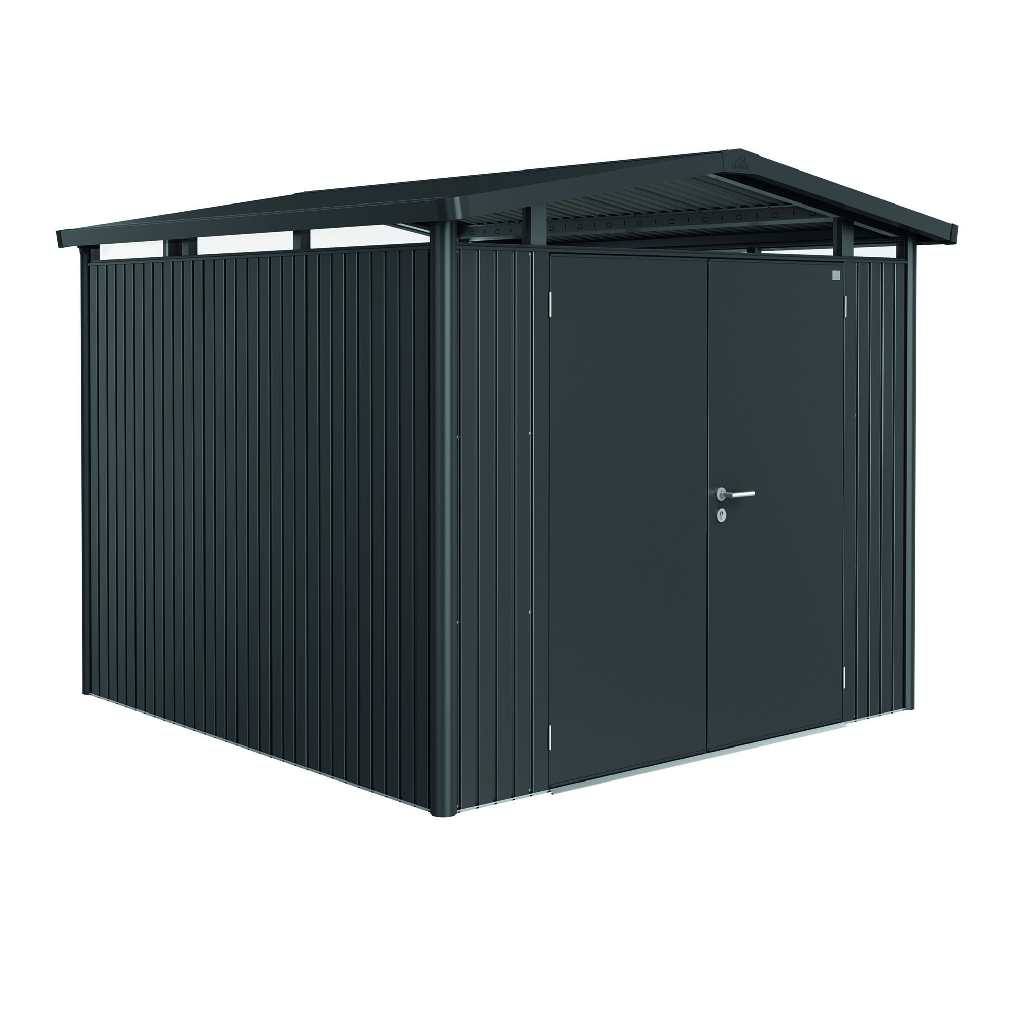 Garden shed Panorama size P4 metallic darkgrey with double d Mørkgrå Metallic