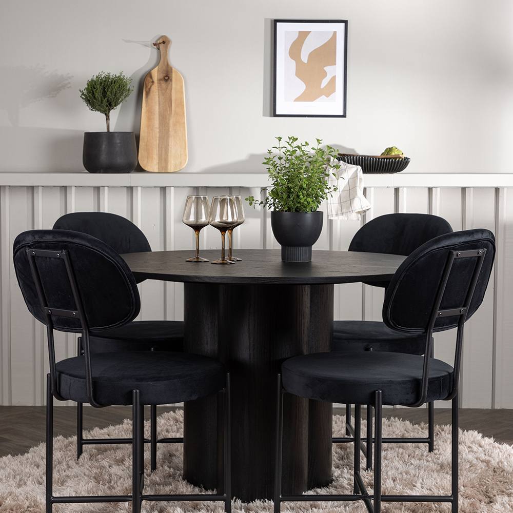 Spisegruppe Venture Home Olivia Ø110 cm med 4 stk Stella Stoler