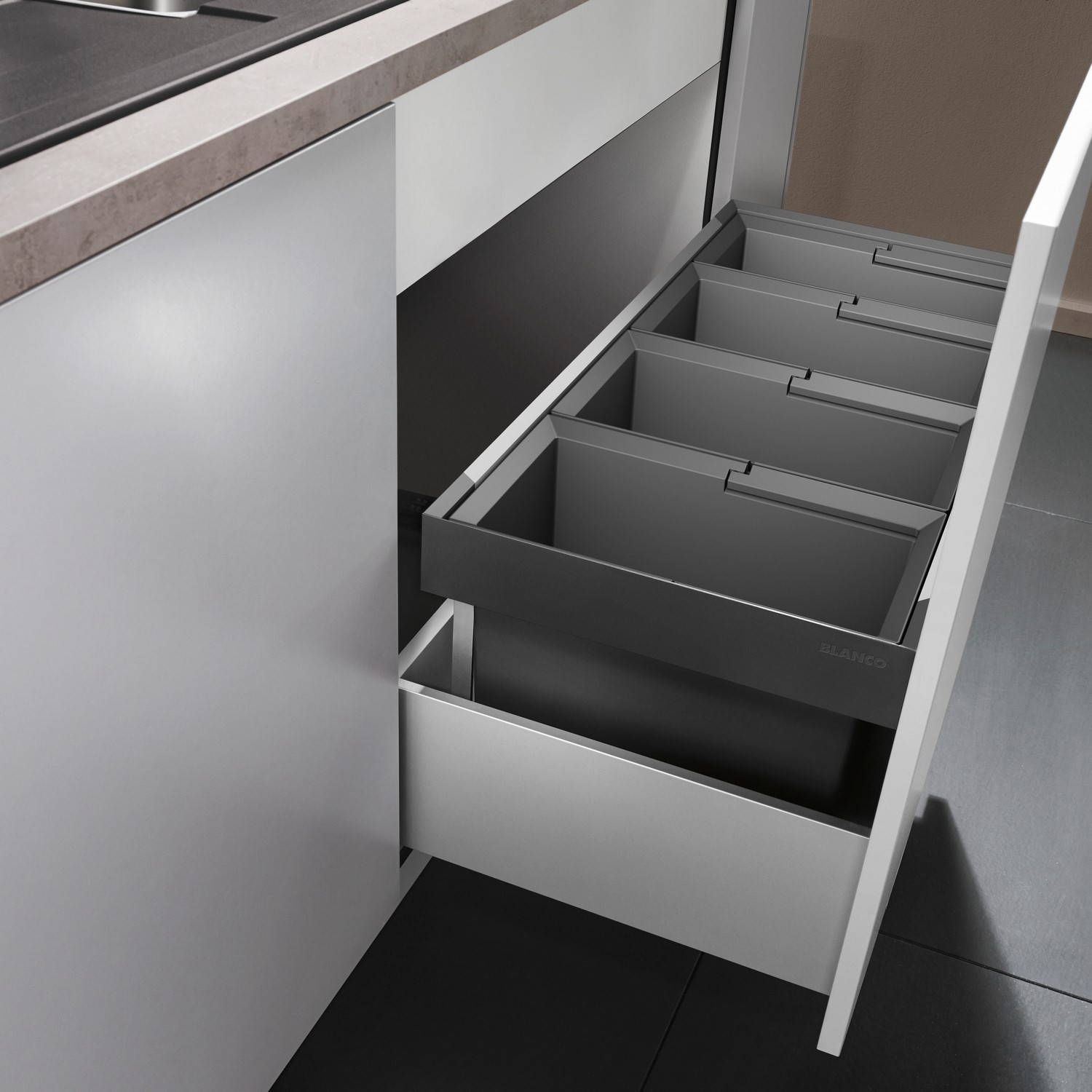 Kildesorteringsbeholder Blanco Flexon II 90/4 Avfallsbeholder med Lokk 90cm