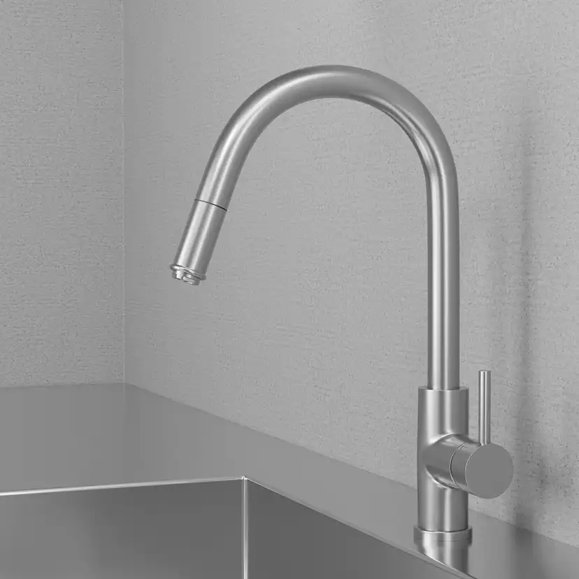 Kjøkkenbatteri Scandtap Steel Access med Uttrekkbar Tut