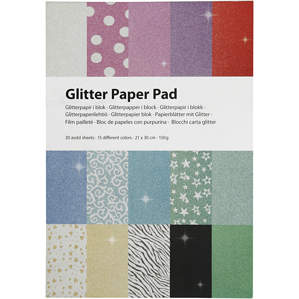 Glitterpapir Creativ Company i Blokk A4 210x297 mm 150 g 30 Ark/ 1 stk