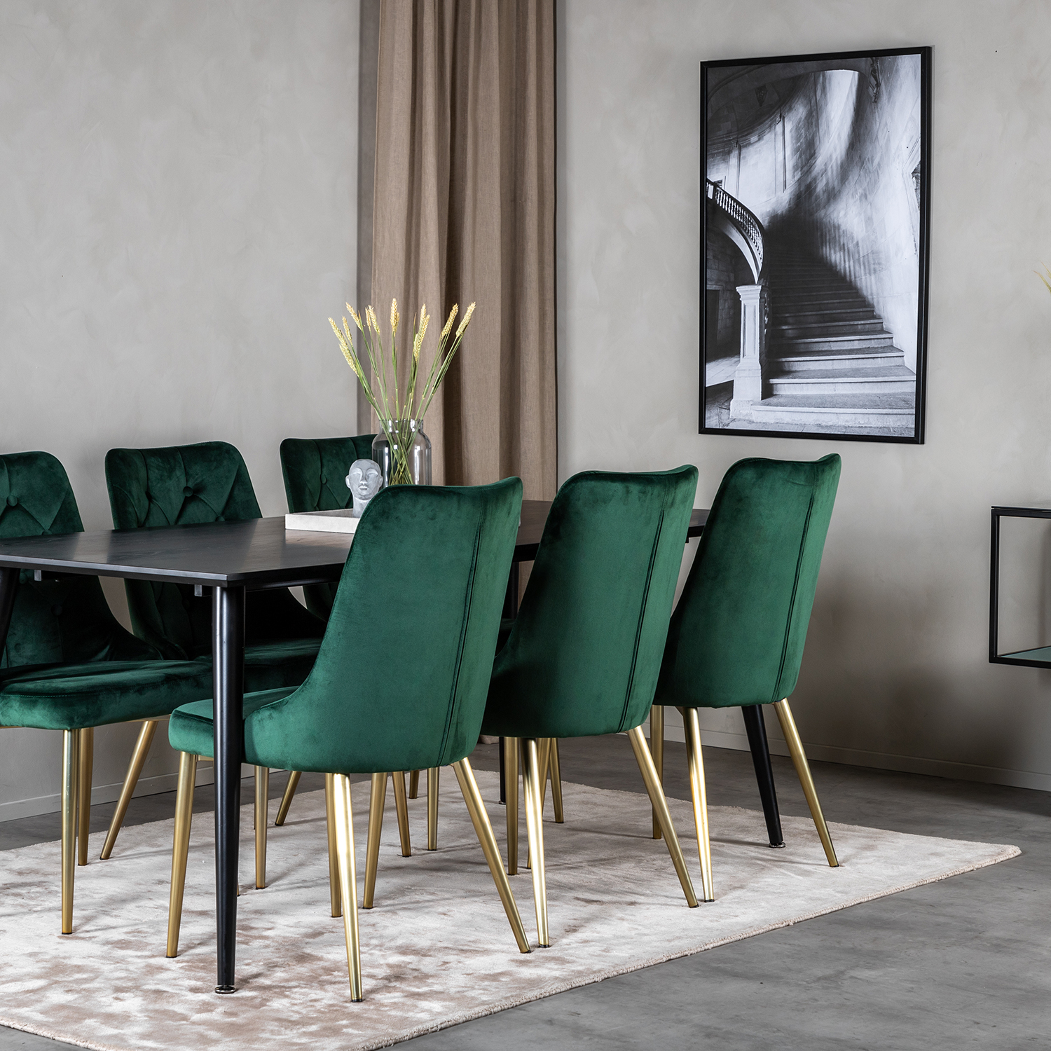 Spisegruppe Venture Home Dipp med 6 Velvet Deluxe Fløyel Stoler