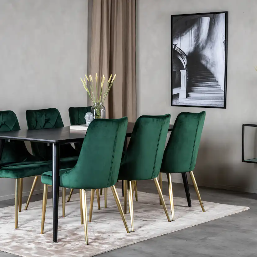 Spisegruppe Venture Home Dipp med 6 Velvet Deluxe Fløyel Stoler