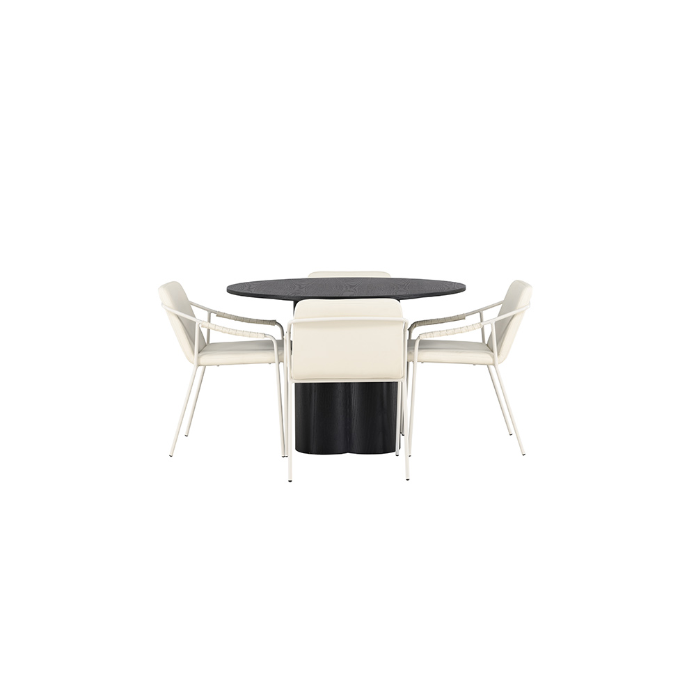 Spisegruppe Venture Home Olivia Ø110 cm med 4 stk Tvist Stoler