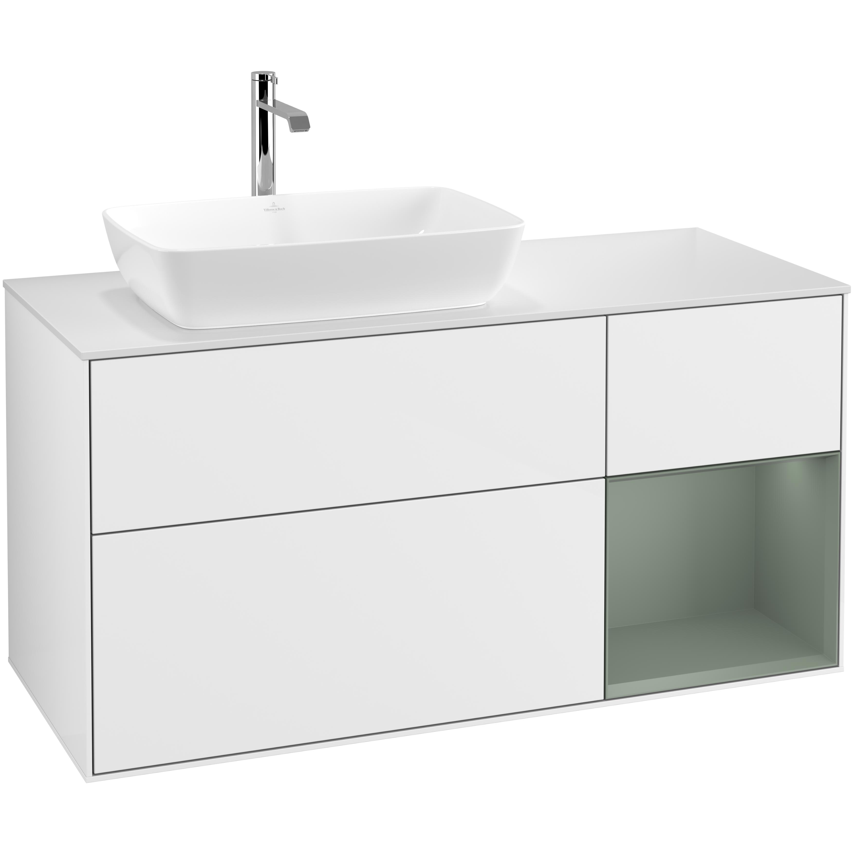 Tvättställsskåp Villeroy & Boch Finion med 3 Lådor Hylla och Bänkskiva för Ocentrerat Tvättställ från Artis & Collaro
