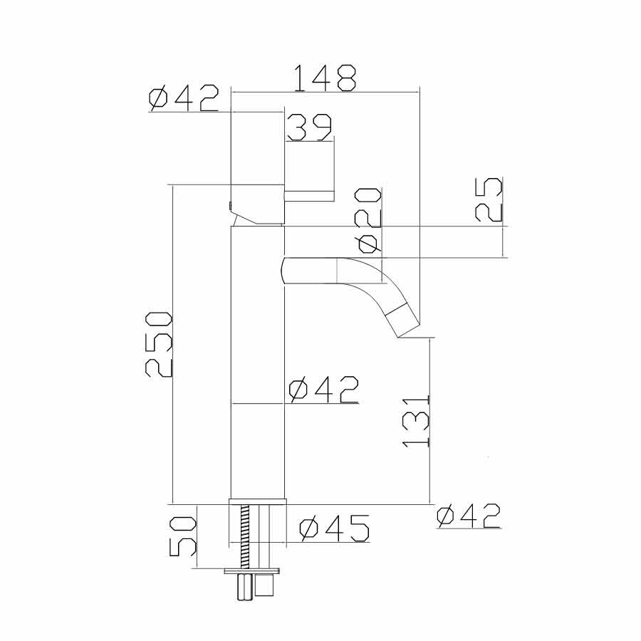 Servantbatteri Strand Stainless Koster Slim KS-2101