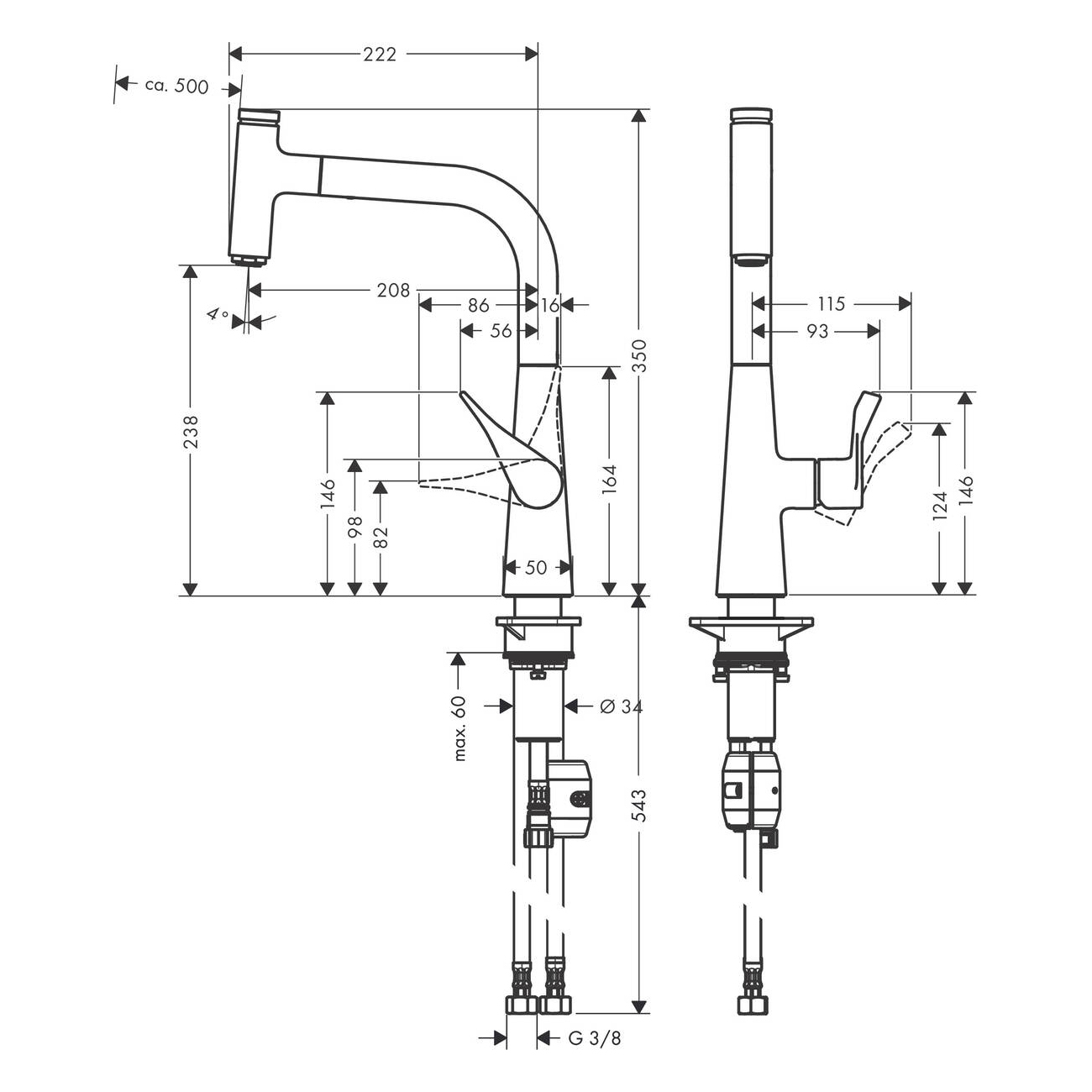 Kjøkkenbatteri Hansgrohe Metris Select 240