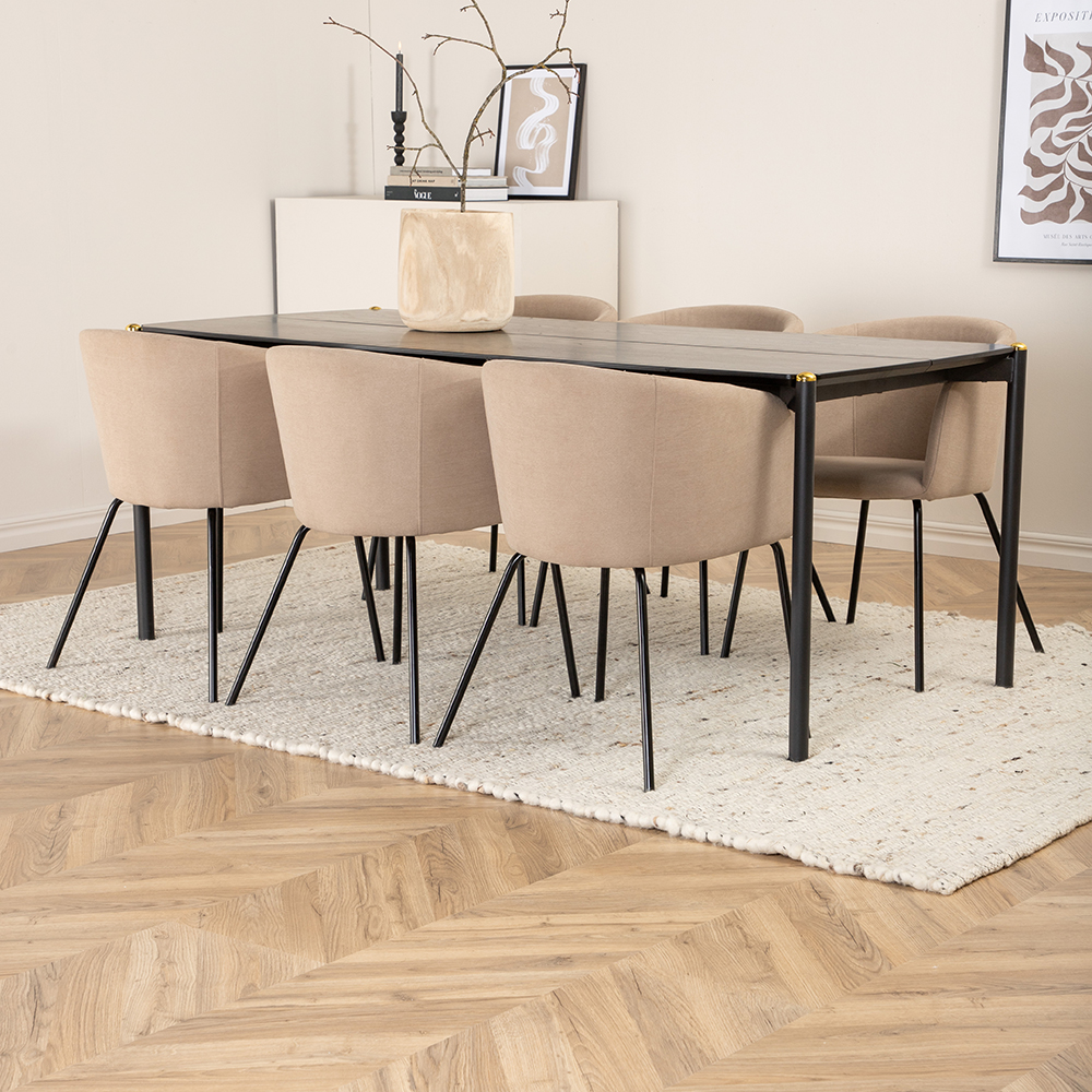 Spisegruppe Venture Home Paris med 6 Bergen Stoler Polyesterlinen