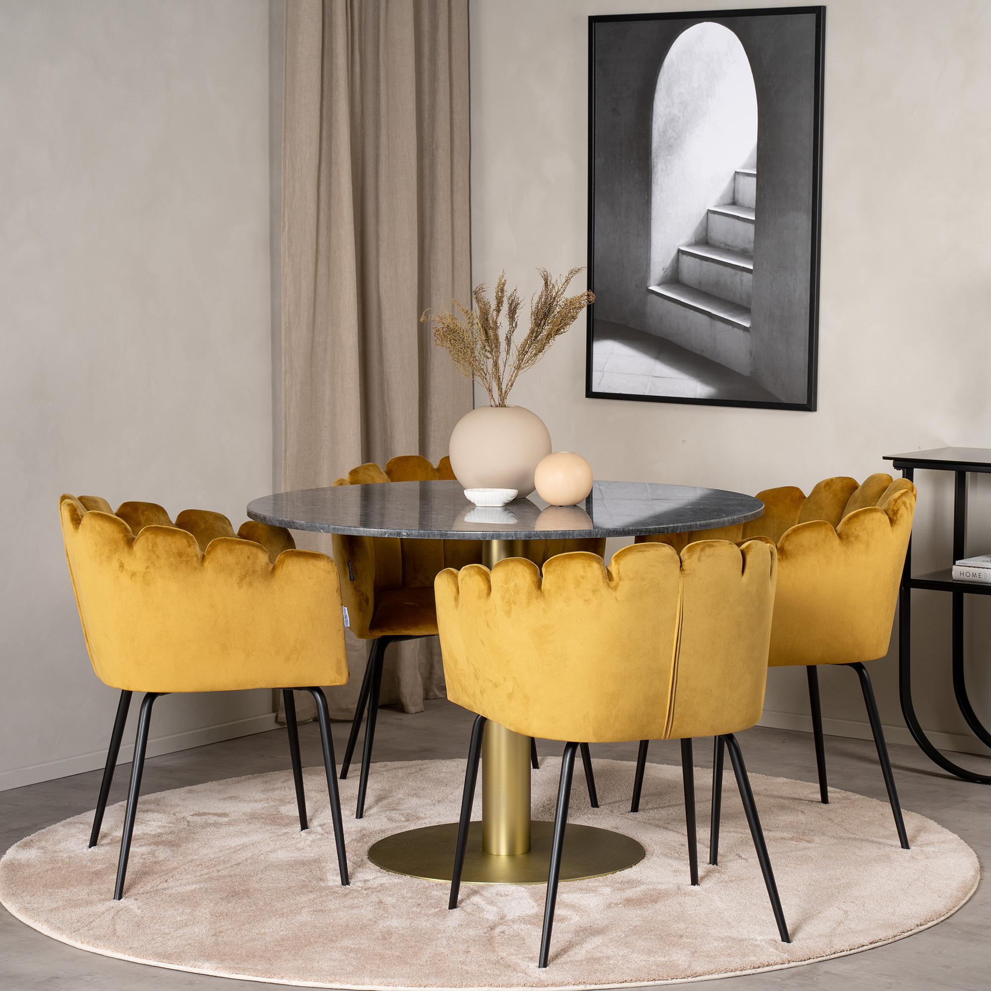 Spisegruppe Venture Home Estelle med 4 Limhamn Rundt Stoler