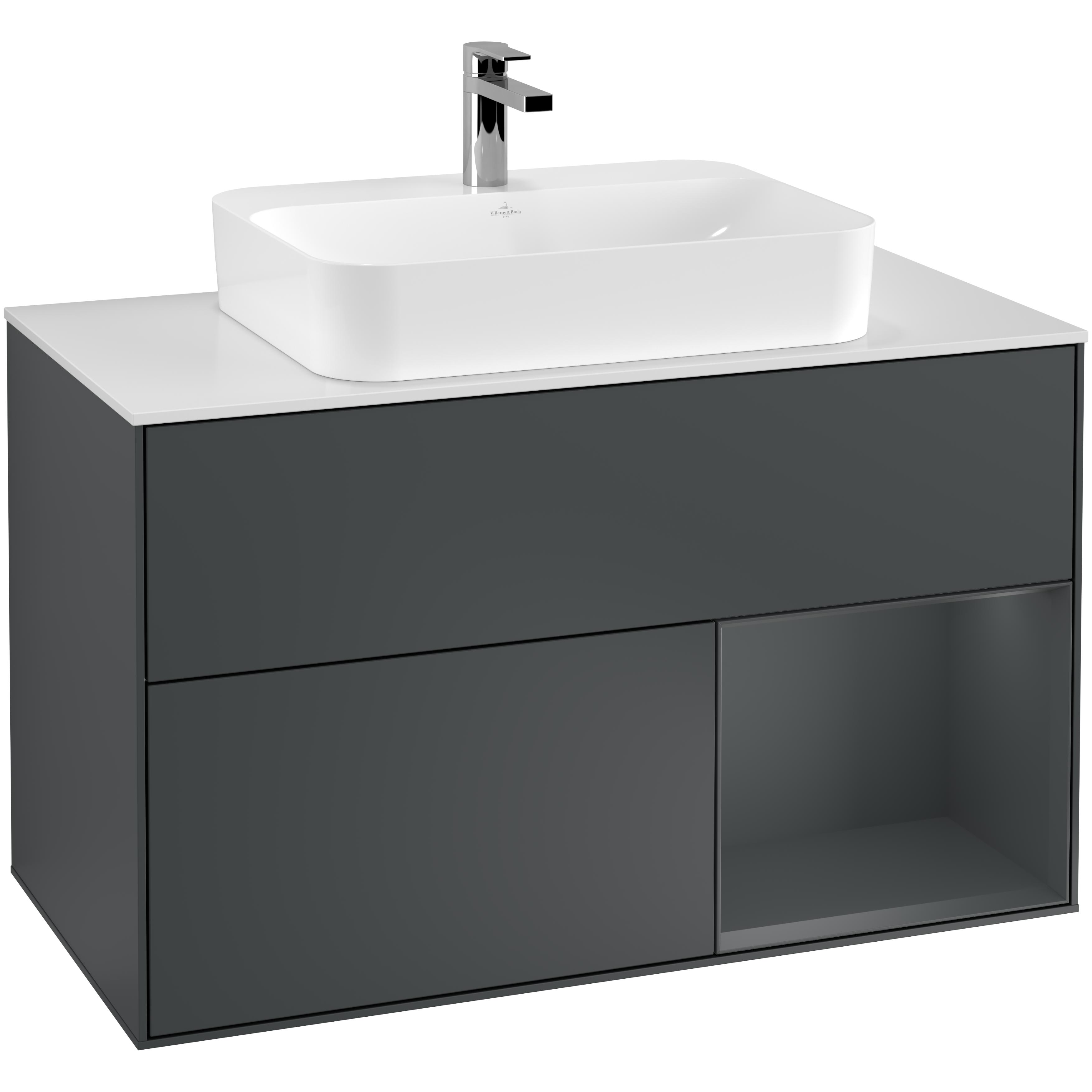 Tvättställsskåp Villeroy & Boch Finion med 2 Lådor Hylla och Bänkskiva för Ytmonterat Tvättställ | badrum - badrumsmobler - tvattstallsskap-och-kommod | KakelKungen