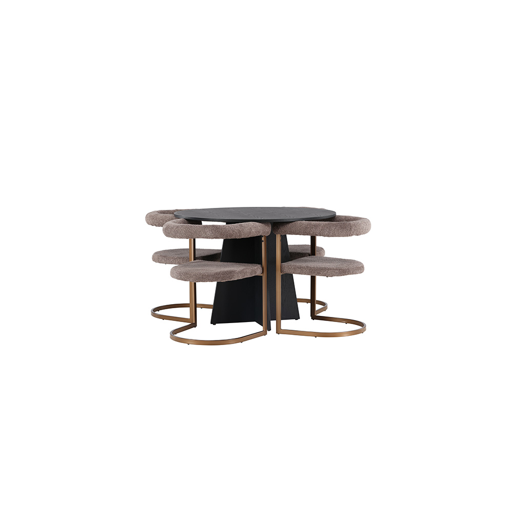 Spisegruppe Venture Home Bootcut Ø110 cm med 4 stk Morning Stoler