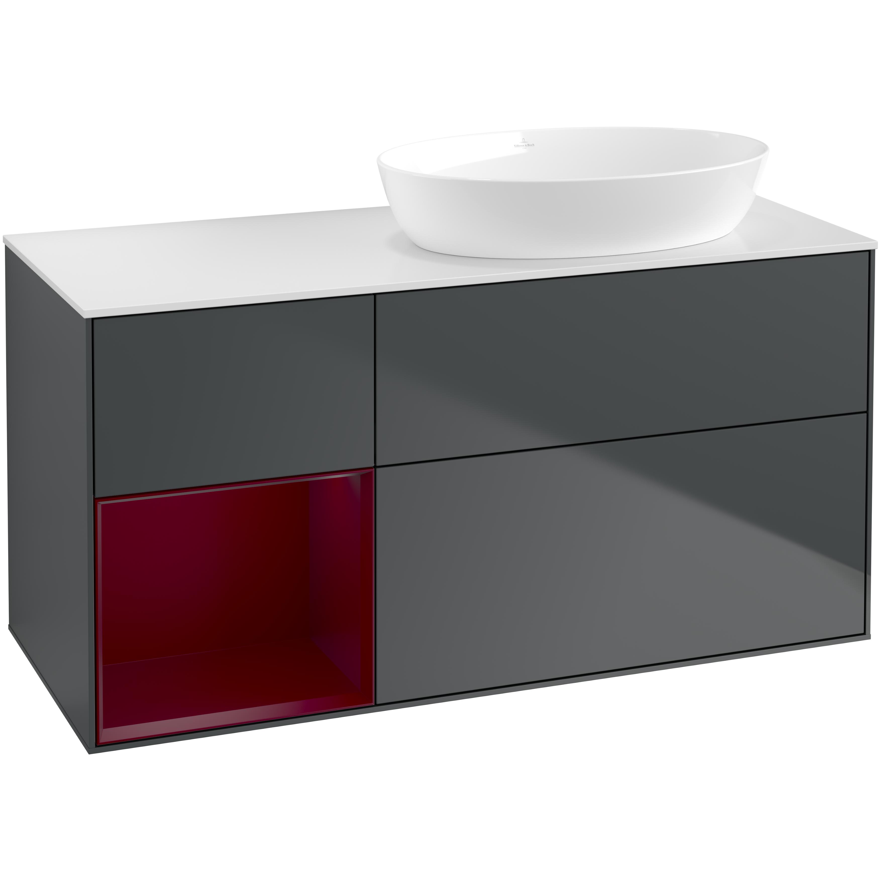 Tvättställsskåp Villeroy & Boch Finion med 3 Lådor Hylla och Bänkskiva för Ocentrerat Tvättställ från Artis & Collaro