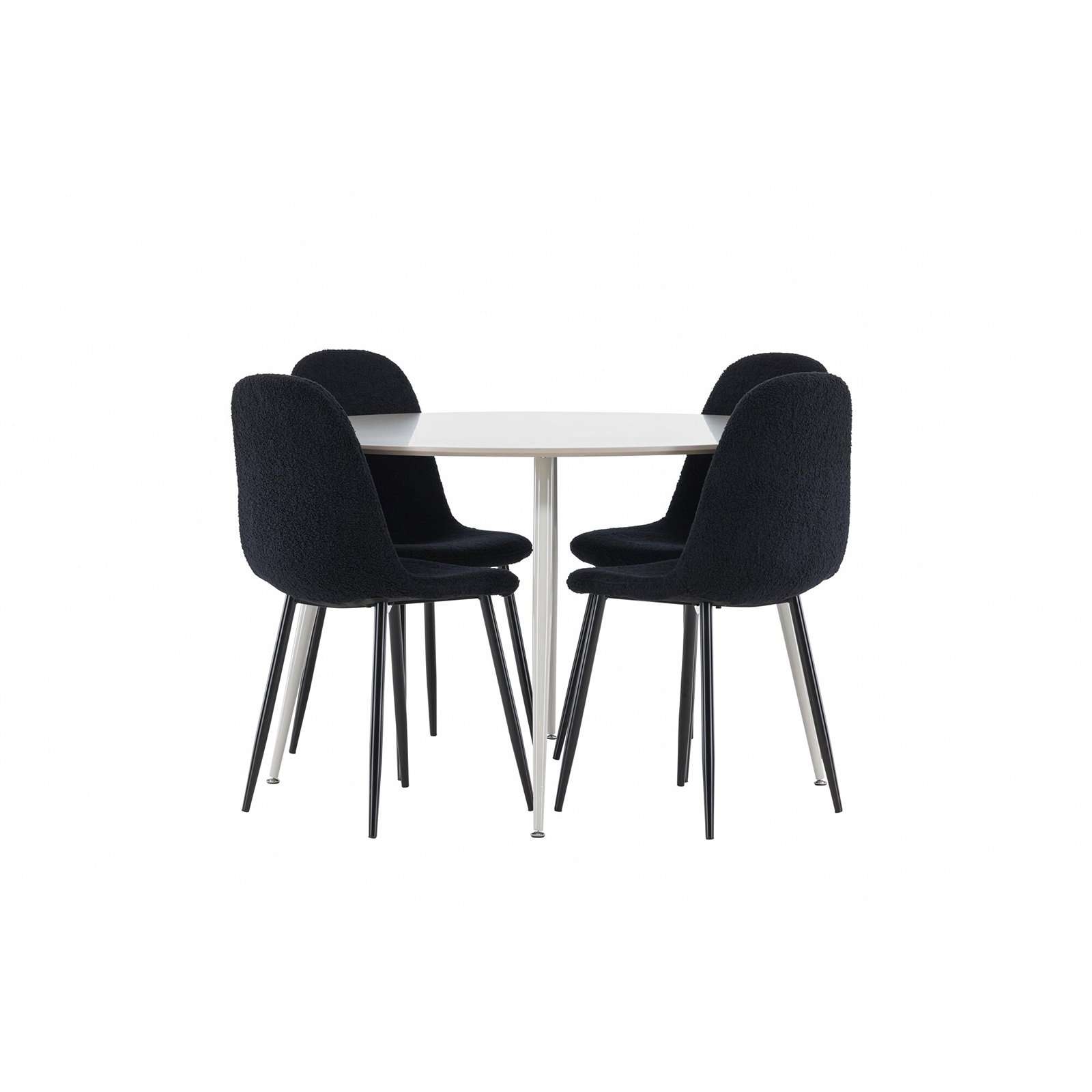 Spisegruppe Venture Home Plaza Ø120 med 4 stk Polar Stoler Teddy