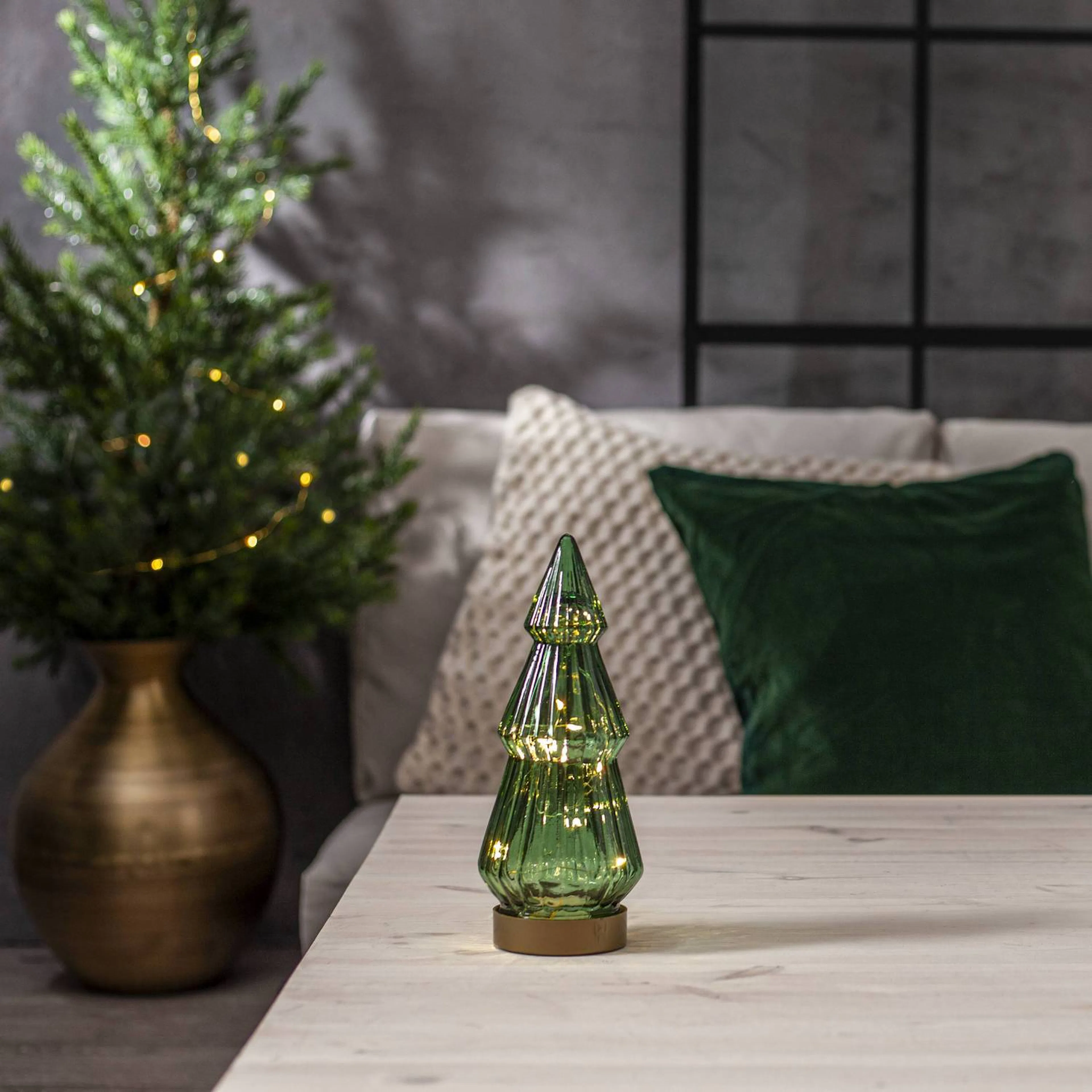 Glassdekorasjon Star Trading Verde Gran med Belysning