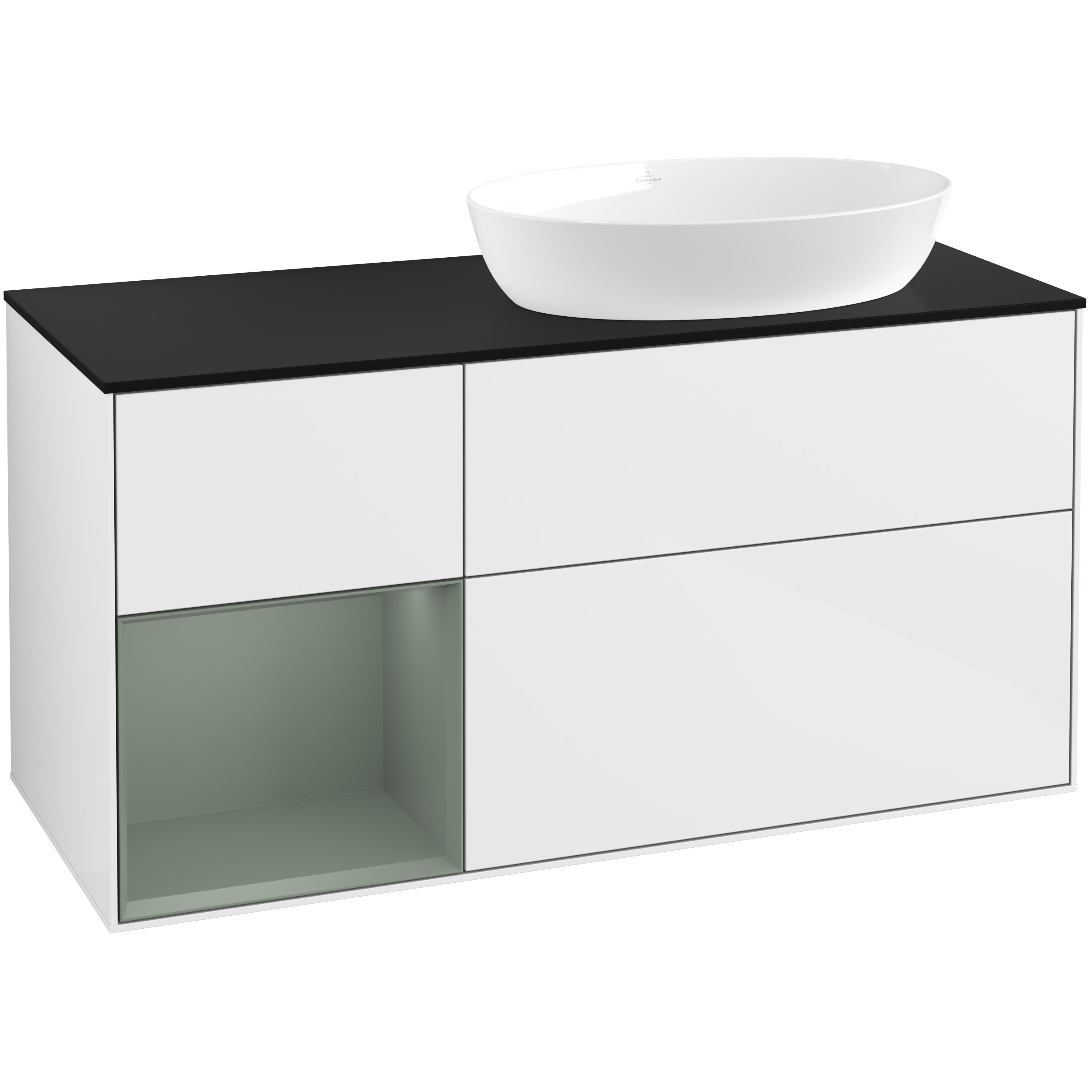Tvättställsskåp Villeroy & Boch Finion med 3 Lådor Hylla och Bänkskiva för Ocentrerat Tvättställ från Artis & Collaro
