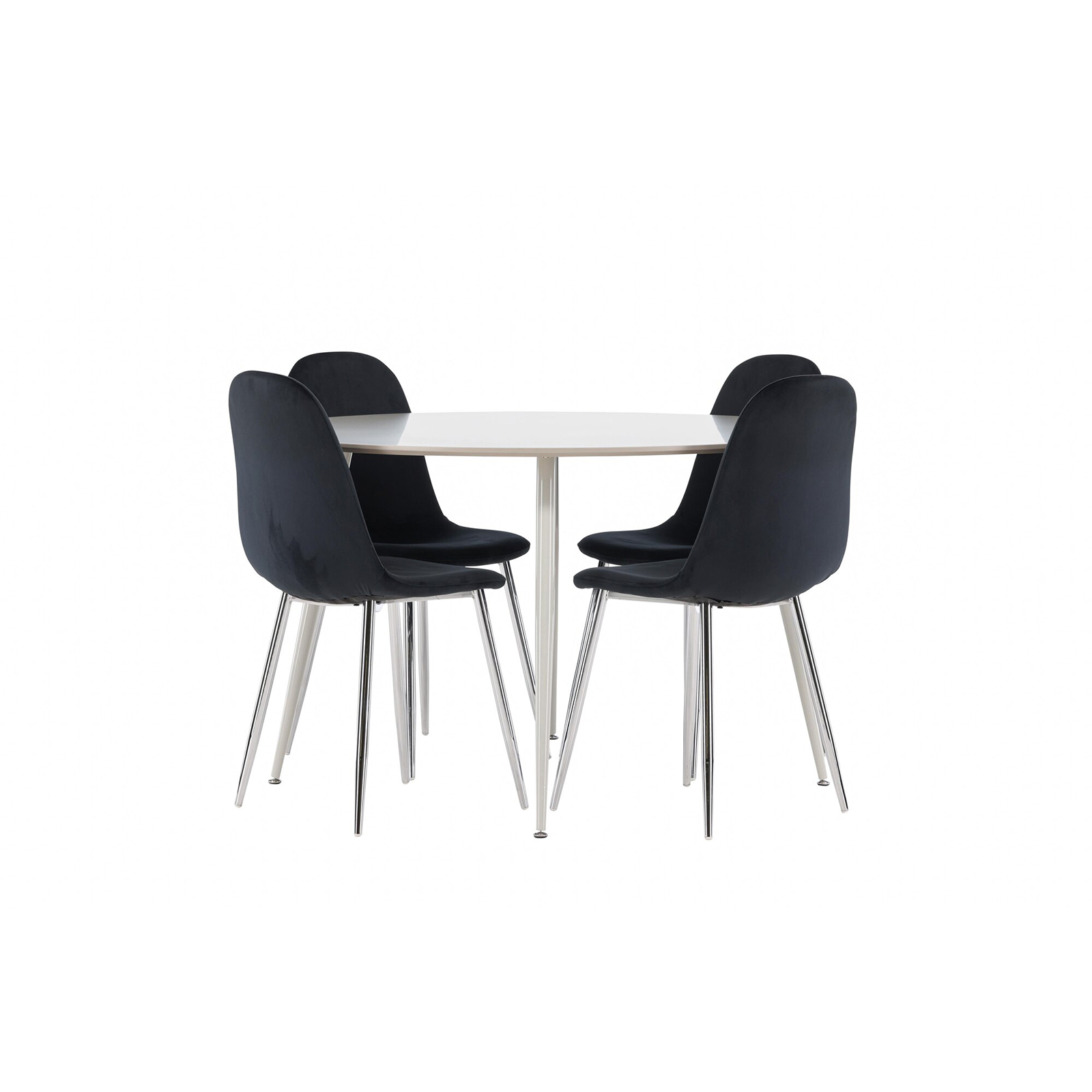 Spisegruppe Venture Home Plaza Ø120 med 4 stk Polar Stoler Fløyel