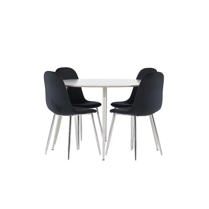 Spisegruppe Venture Home Plaza Ø120 med 4 stk Polar Stoler Fløyel