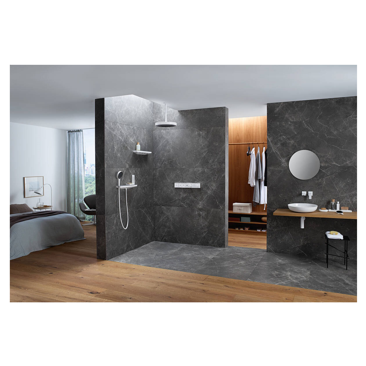 Axeldusch Hansgrohe Rainfinity 500 1jet med Hylla Matt Vit Matt Hvit