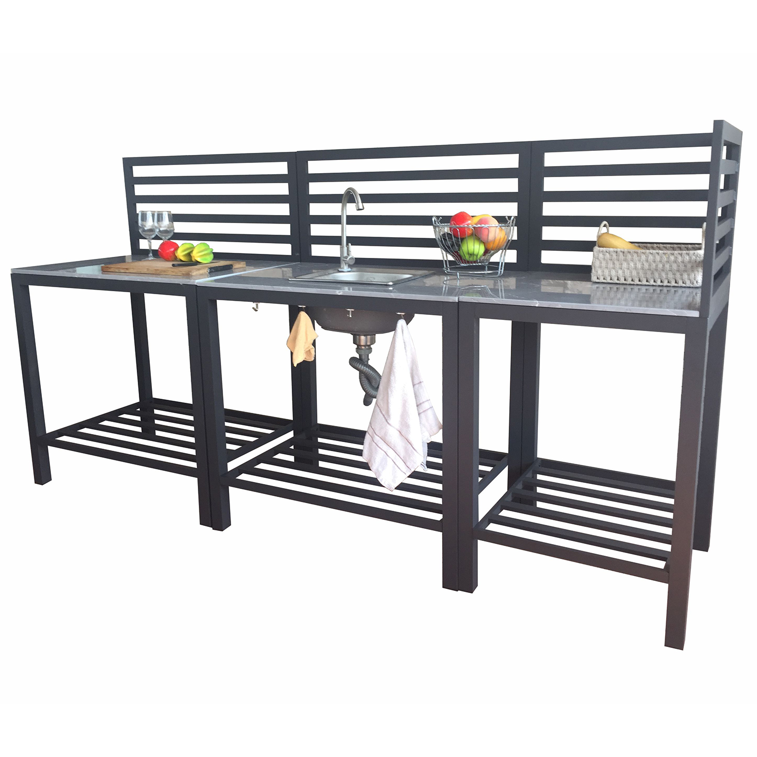 Atlantis garden kitchen middle (wh)-svart Sort
