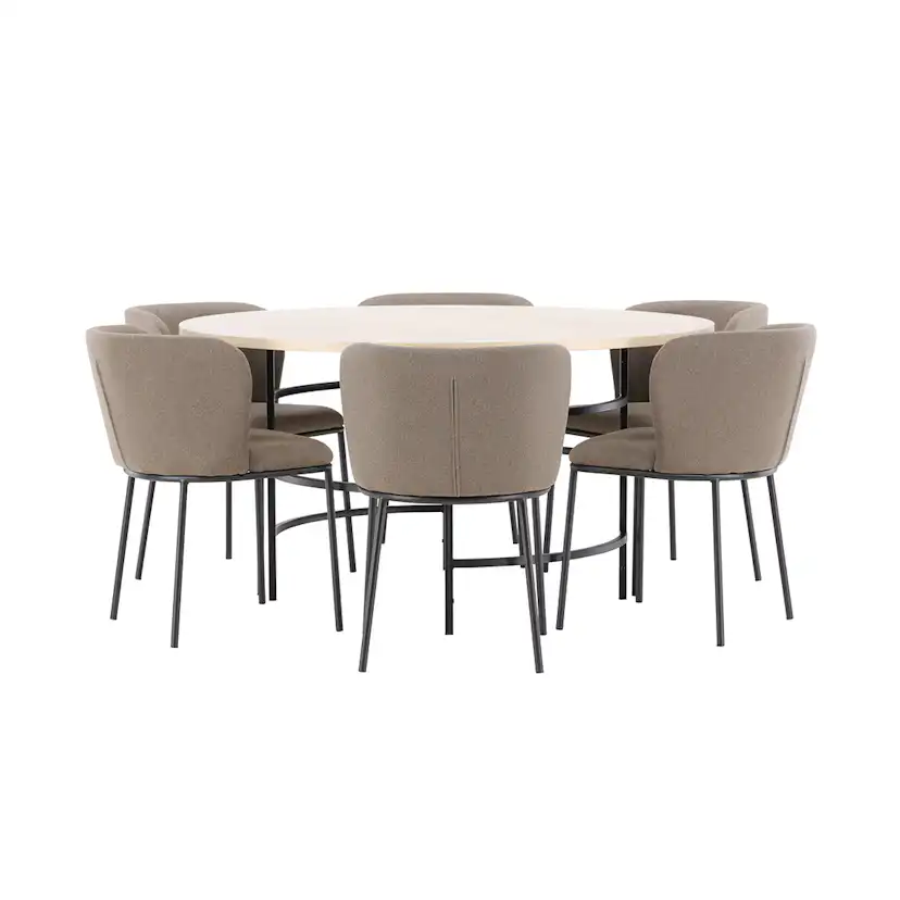 Spisegruppe Venture Home Copenhagen Ø140 cm med 6st Edina Spisestoler