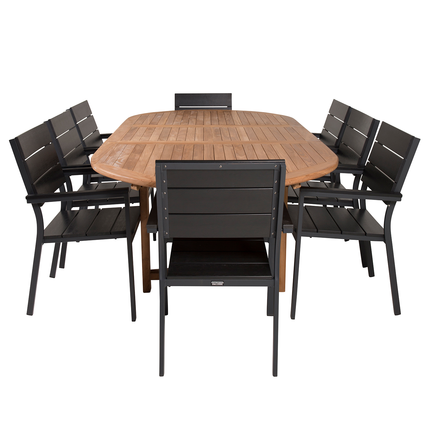 Spisegruppe Venture Home Kenya 180-240x120 Teak med 8 Levels Lenestoler