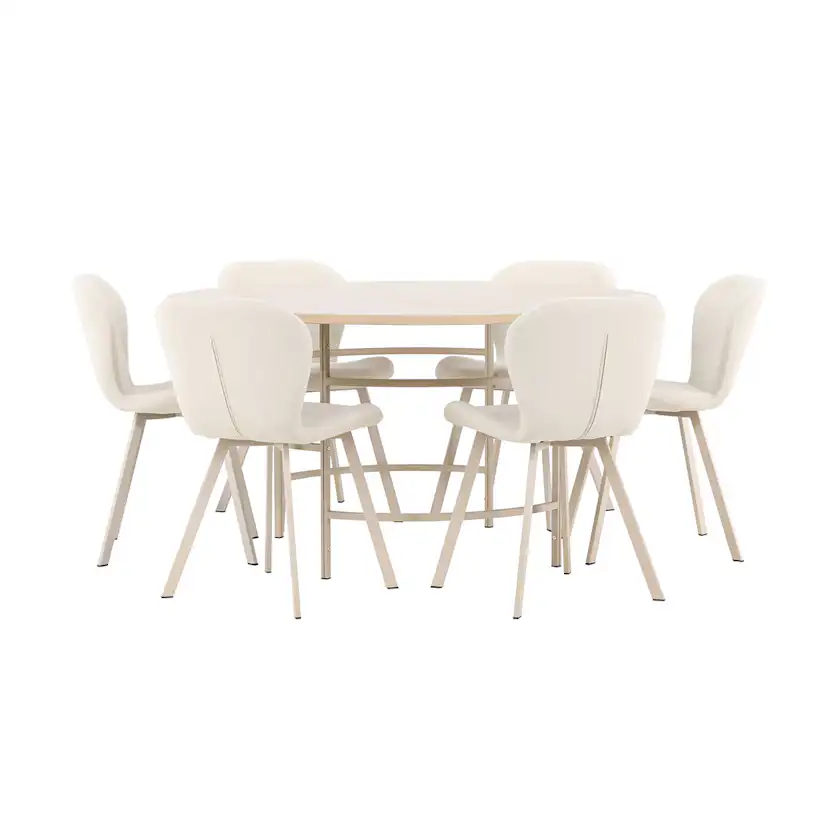 Spisegruppe Venture Home Copenhagen Ø140 cm med 6st Lilja Spisestoler