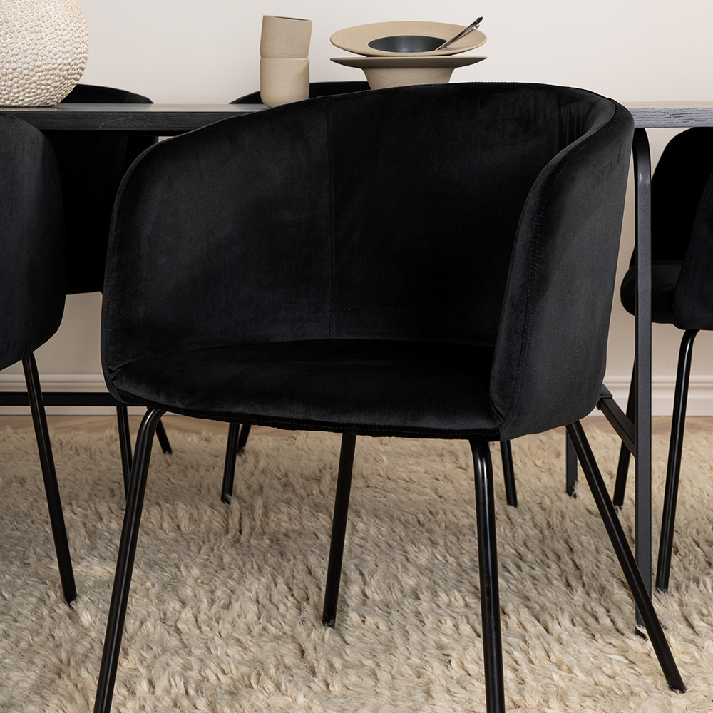 Spisegruppe Venture Home Chicago Spisebord og Bergen Spisestol Sort