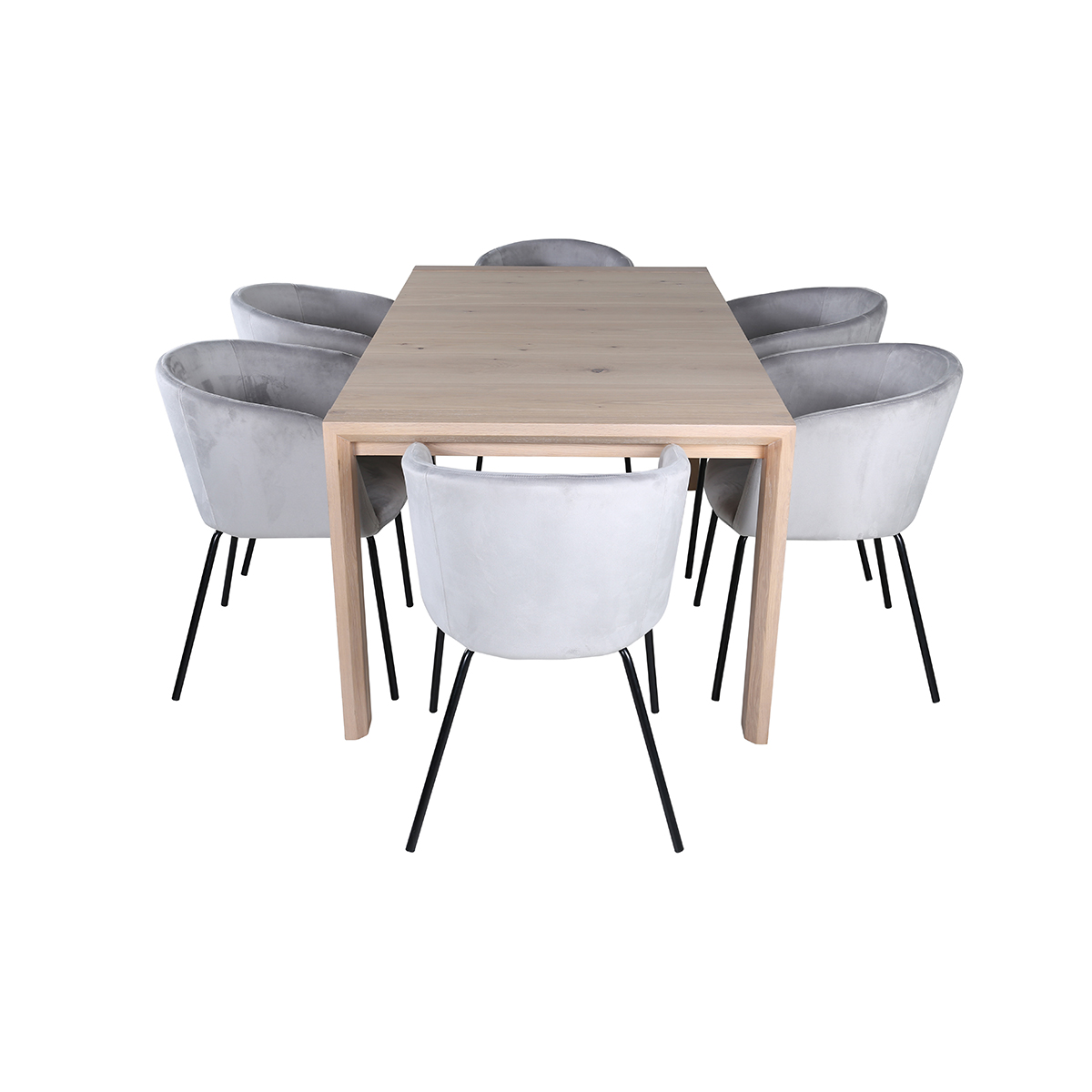 Spisegruppe Venture Home Shy med 6 Bergen Stoler Fløyel