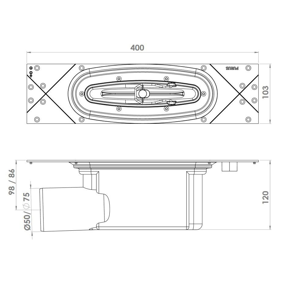 Golvbrunn Purus Line Premium Gavel Ø75 mm