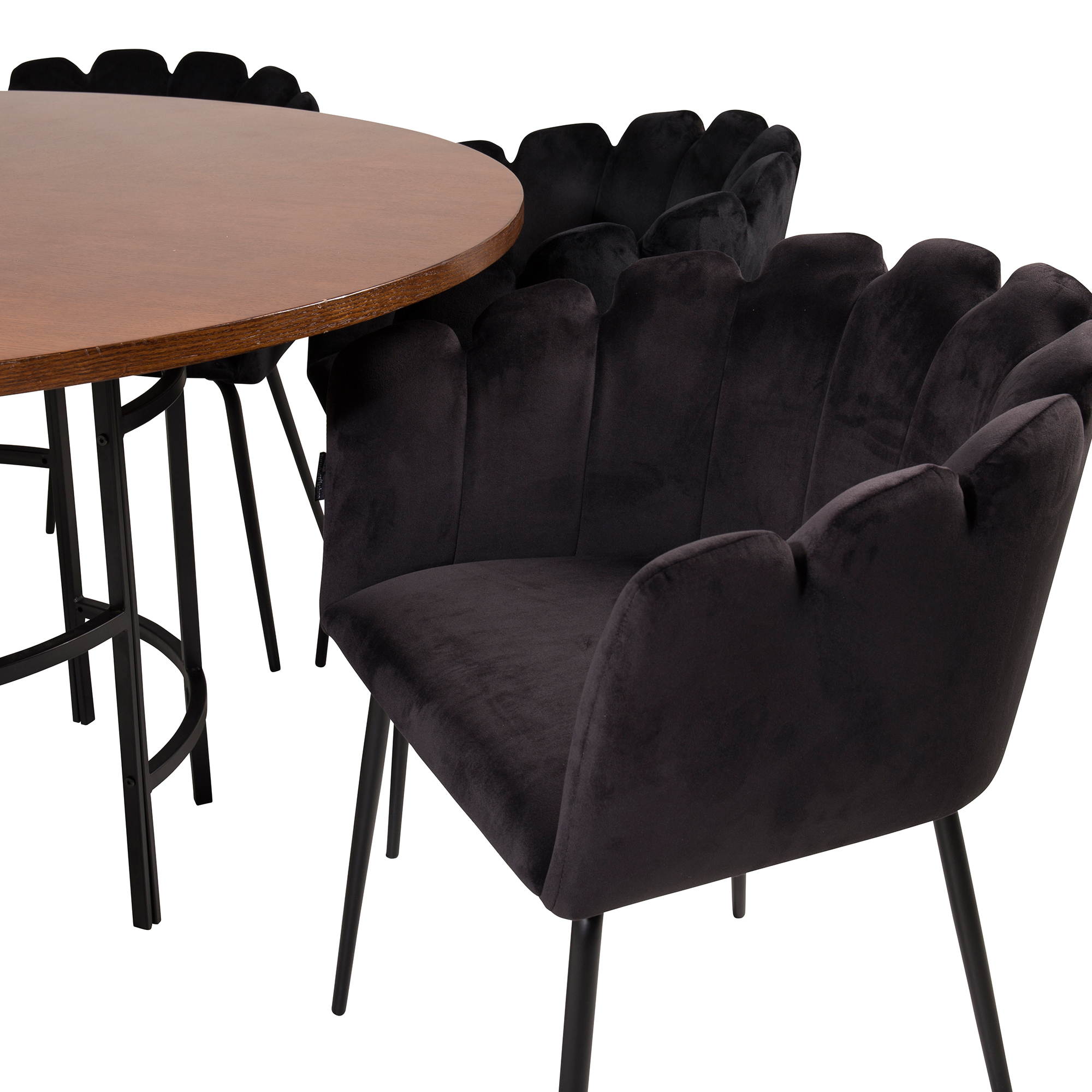 Spisegruppe furniture/fashion Copenhagen med 6 Sorte Limhamn Stoler