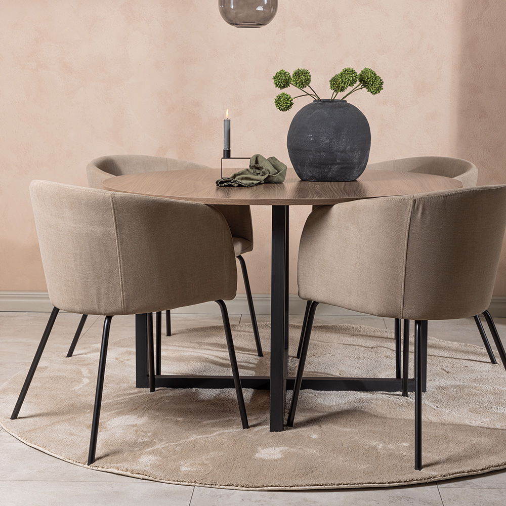 Spisegruppe Venture Home Durango Ø 120 cm med 4 Berit Stoler
