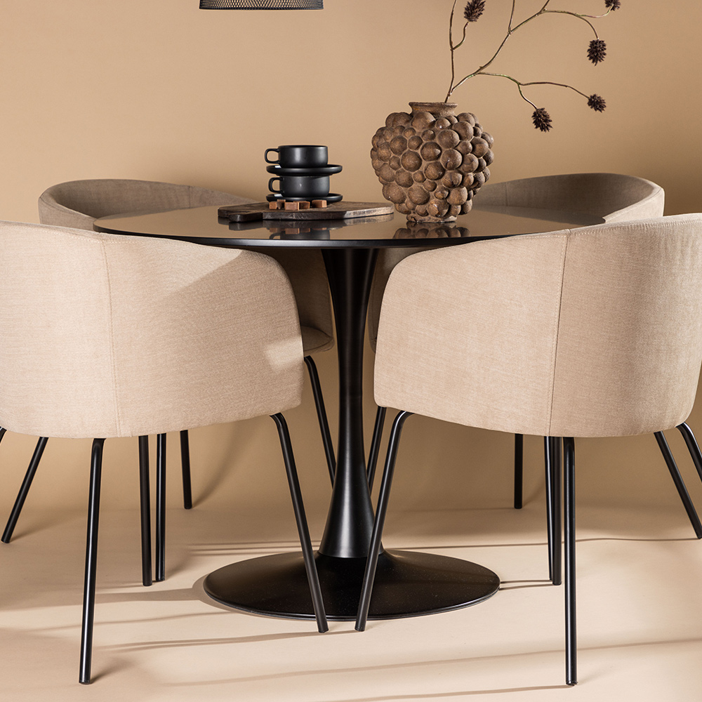 Spisegruppe Venture Home Glade Ø 100 cm med 4 Berit Stoler