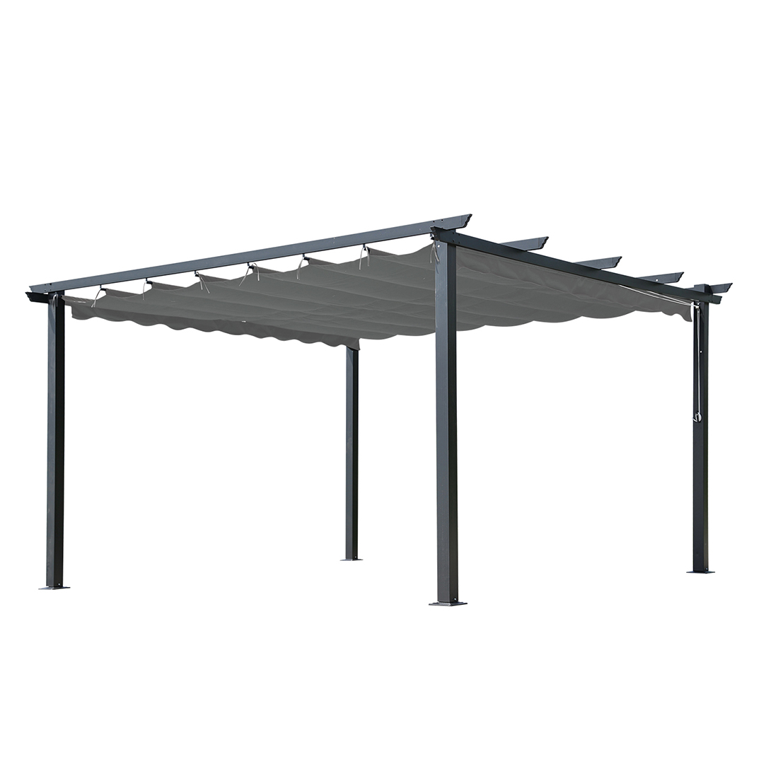 Pergola Skugga 4X4M Sort Ramme Grått Stoff