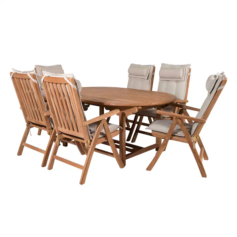 Spisegruppe Venture Home Kenya 180-240x120 Teak med 6 Kenya PositionsLenestoler