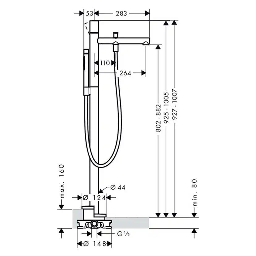 Gulvbatteri Axor Uno 1-greps