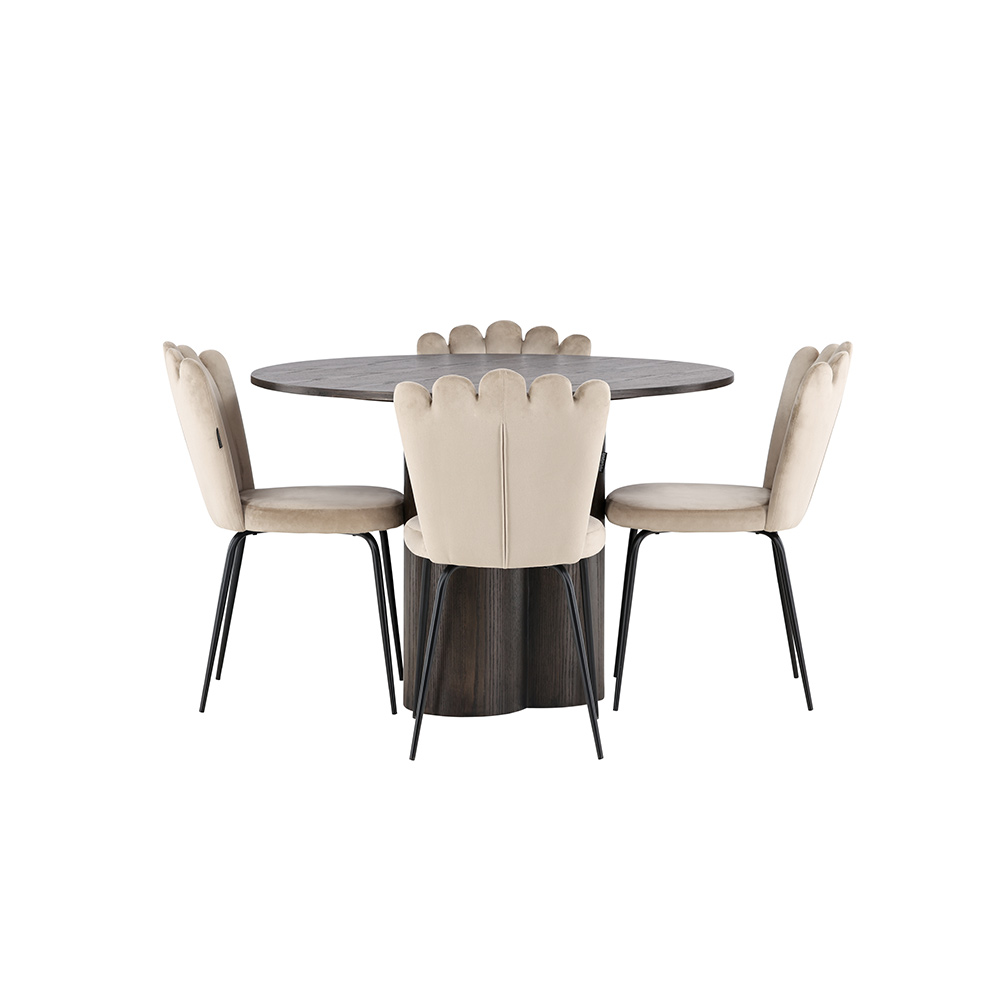 Spisegruppe Venture Home Olivia Ø 110 cm med 4 Limhamn Stoler