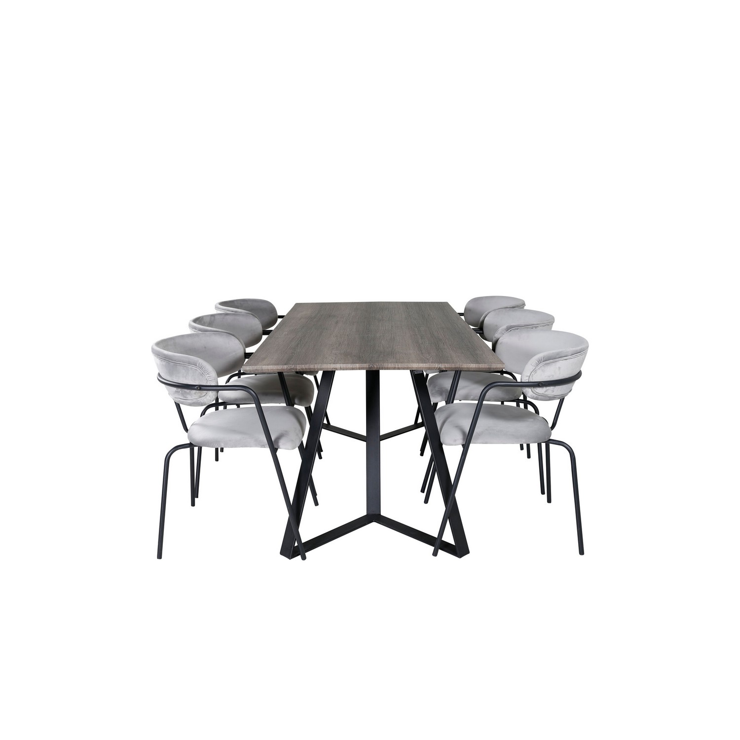 Spisegruppe Venture Home Madde med 6 Aris Stoler Fløyel