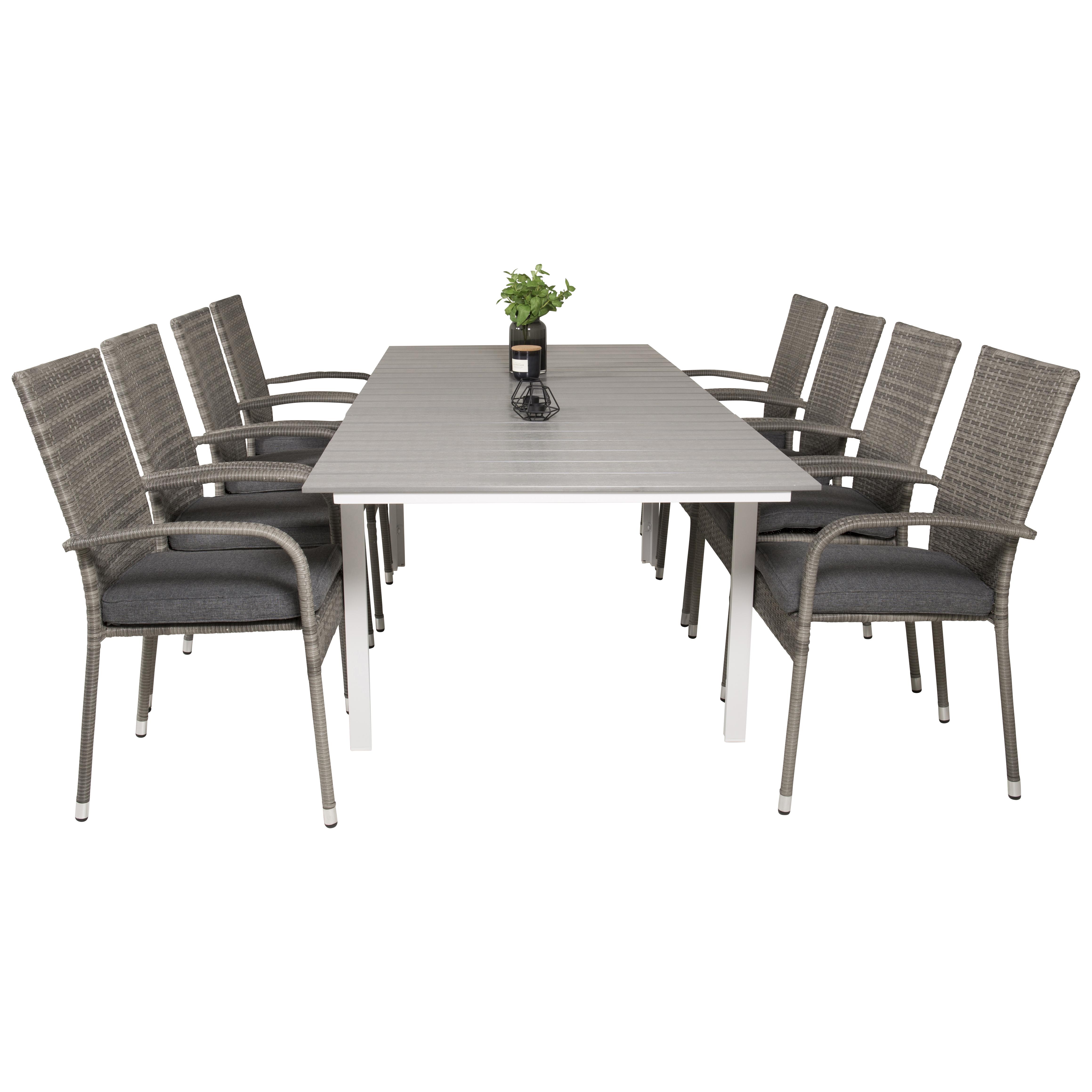 Spisegruppe Venture Home Lova 160/240 med 8 Asta Stoler