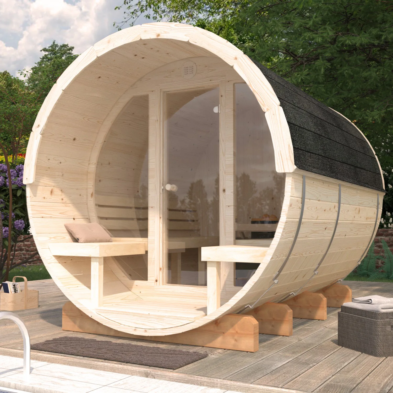 Badstuhus Palmako Anita 1,6 + 0,7 m2 m/Glassfront