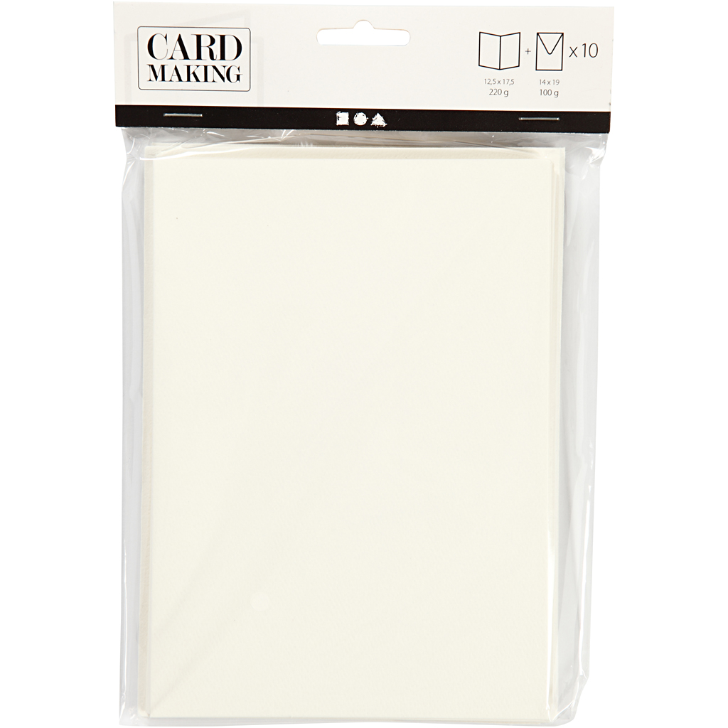 Brevkort Creativ Company Råvit KortStr 12,5x17,5 cm KonvStr 14x19 cm 10 sett/1 Pk