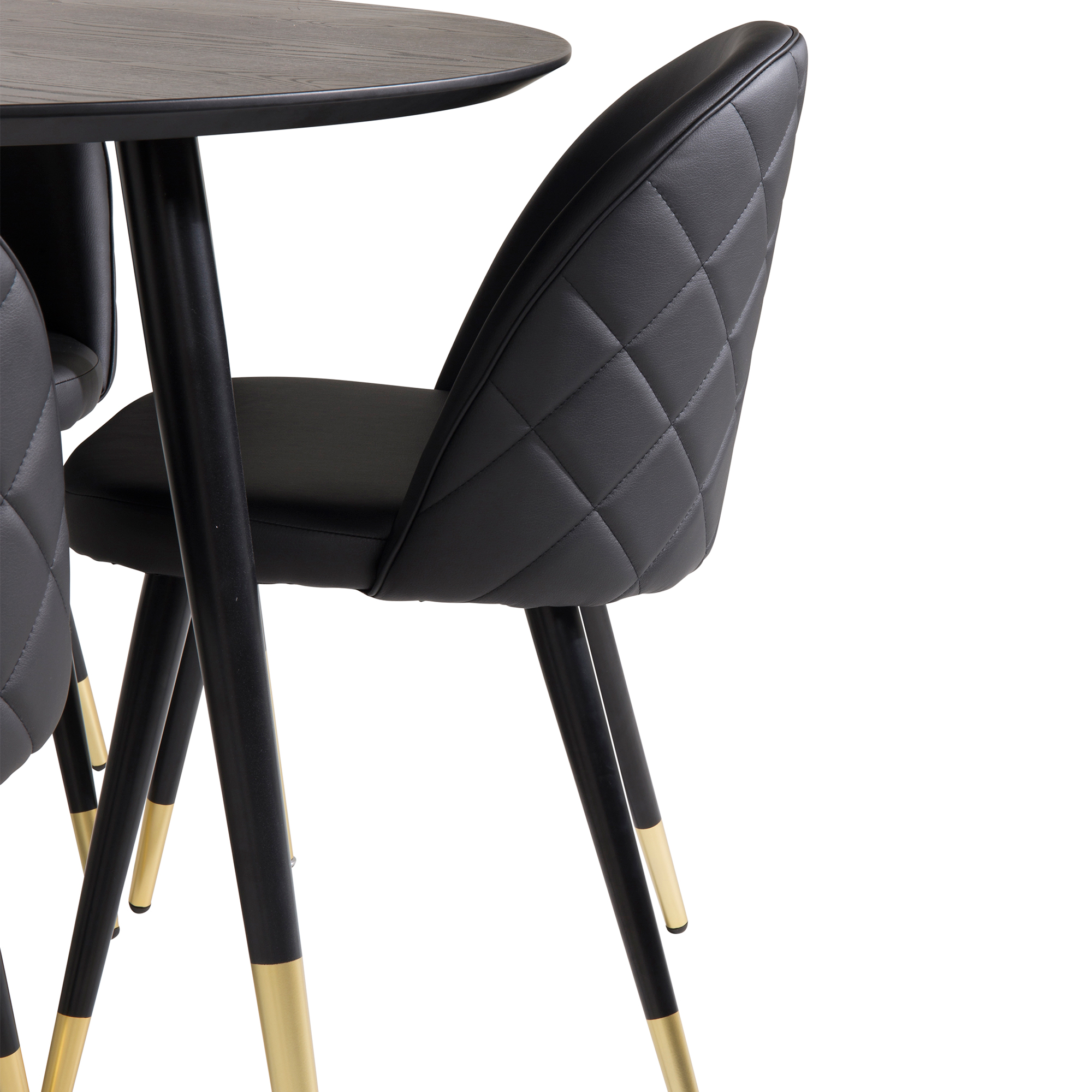 Spisegruppe Venture Home Disa Rund med 4 Valentina Stoler Lær