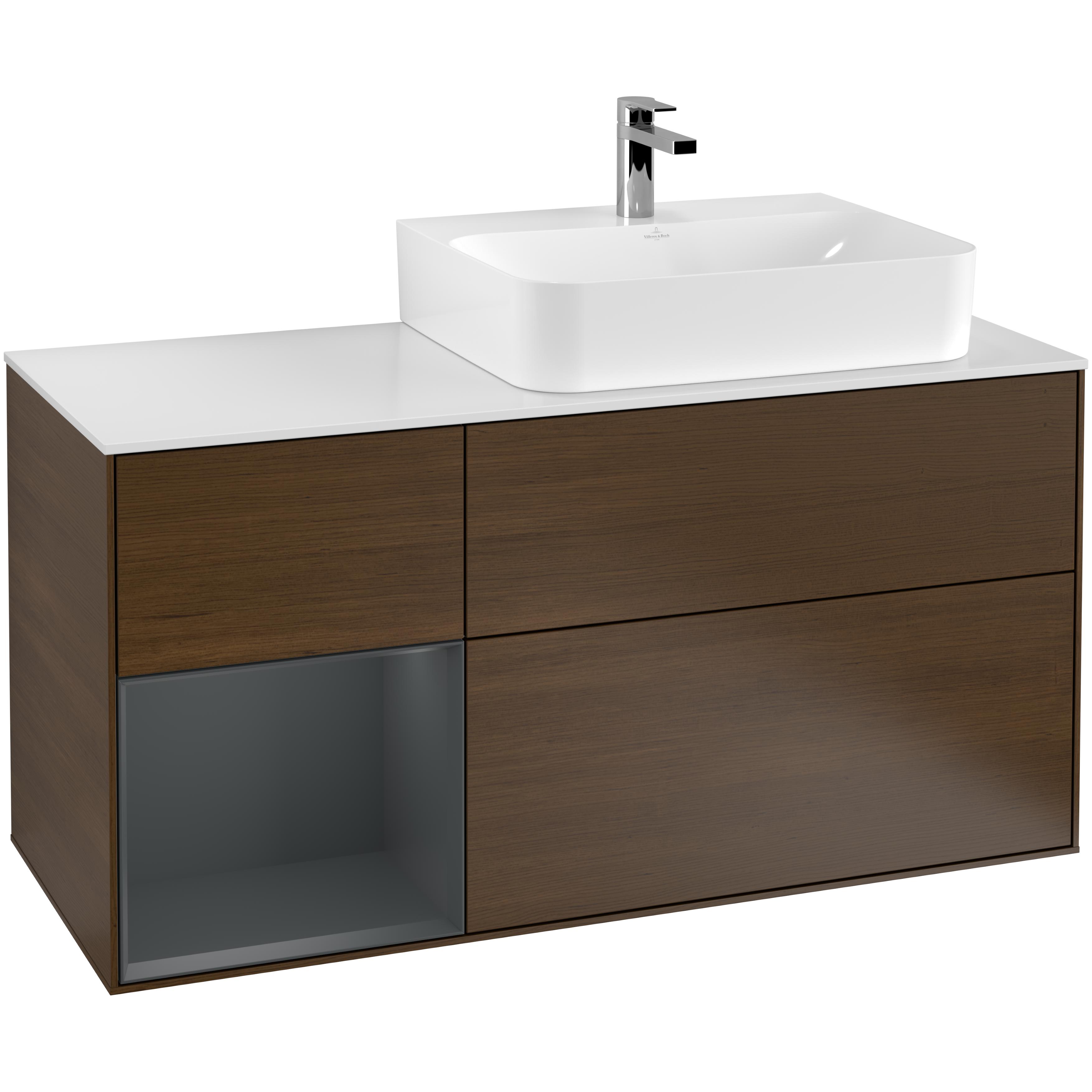 Tvättställsskåp Villeroy & Boch Finion med 3 Lådor Hylla och Bänkskiva för Ocentrerat Tvättställ