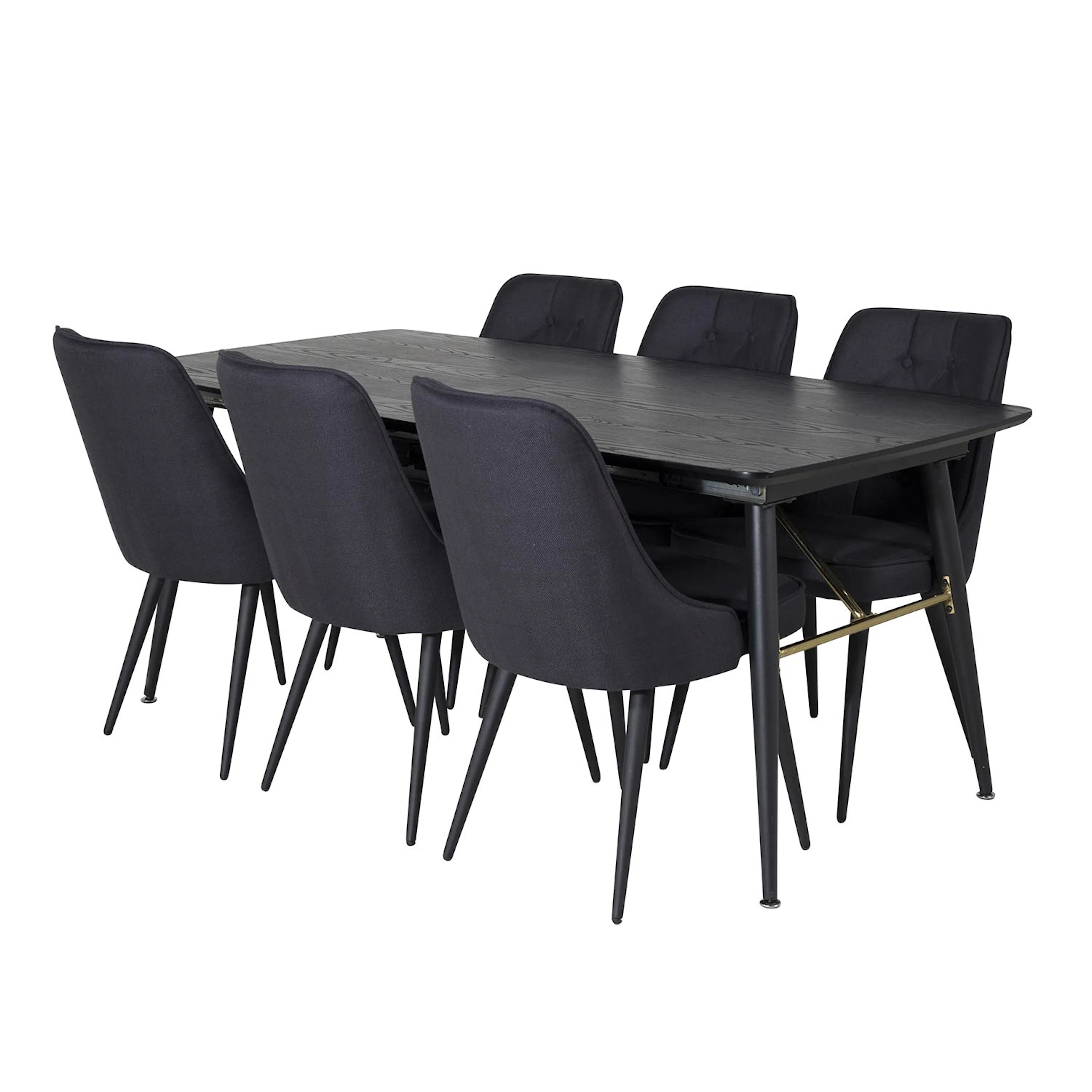 Spisegruppe Venture Home Gold med 6 Velvet Deluxe Stoler