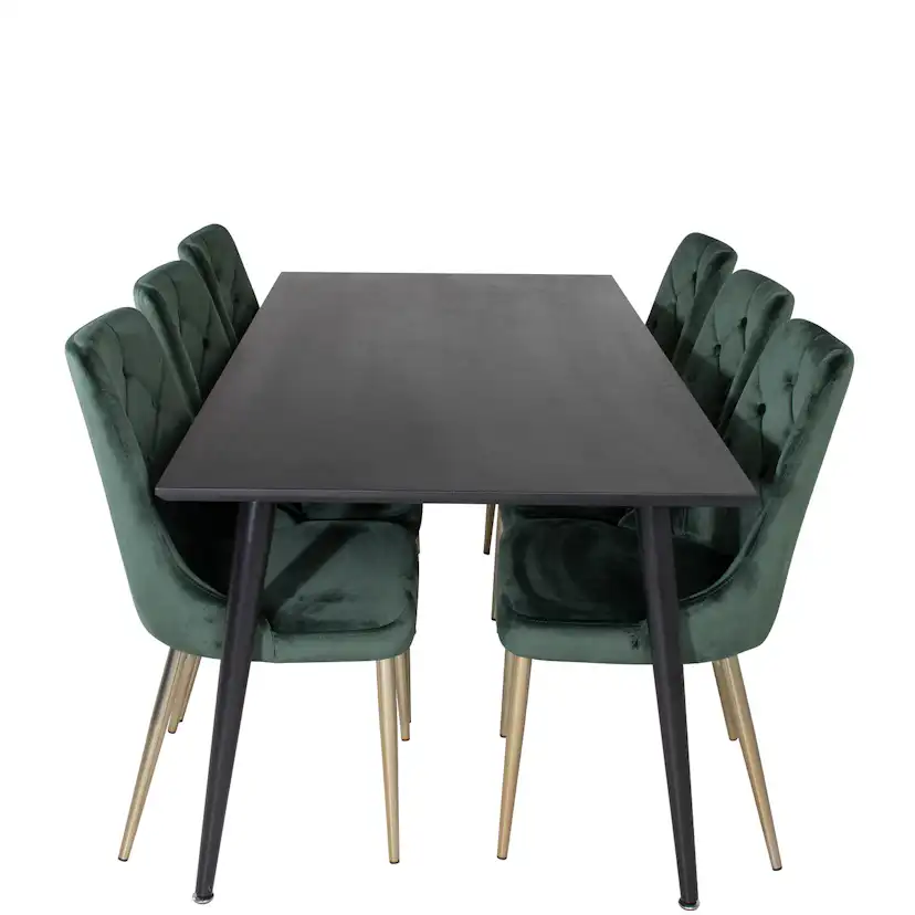 Spisegruppe Venture Home Dipp med 6 Velvet Deluxe Fløyel Stoler