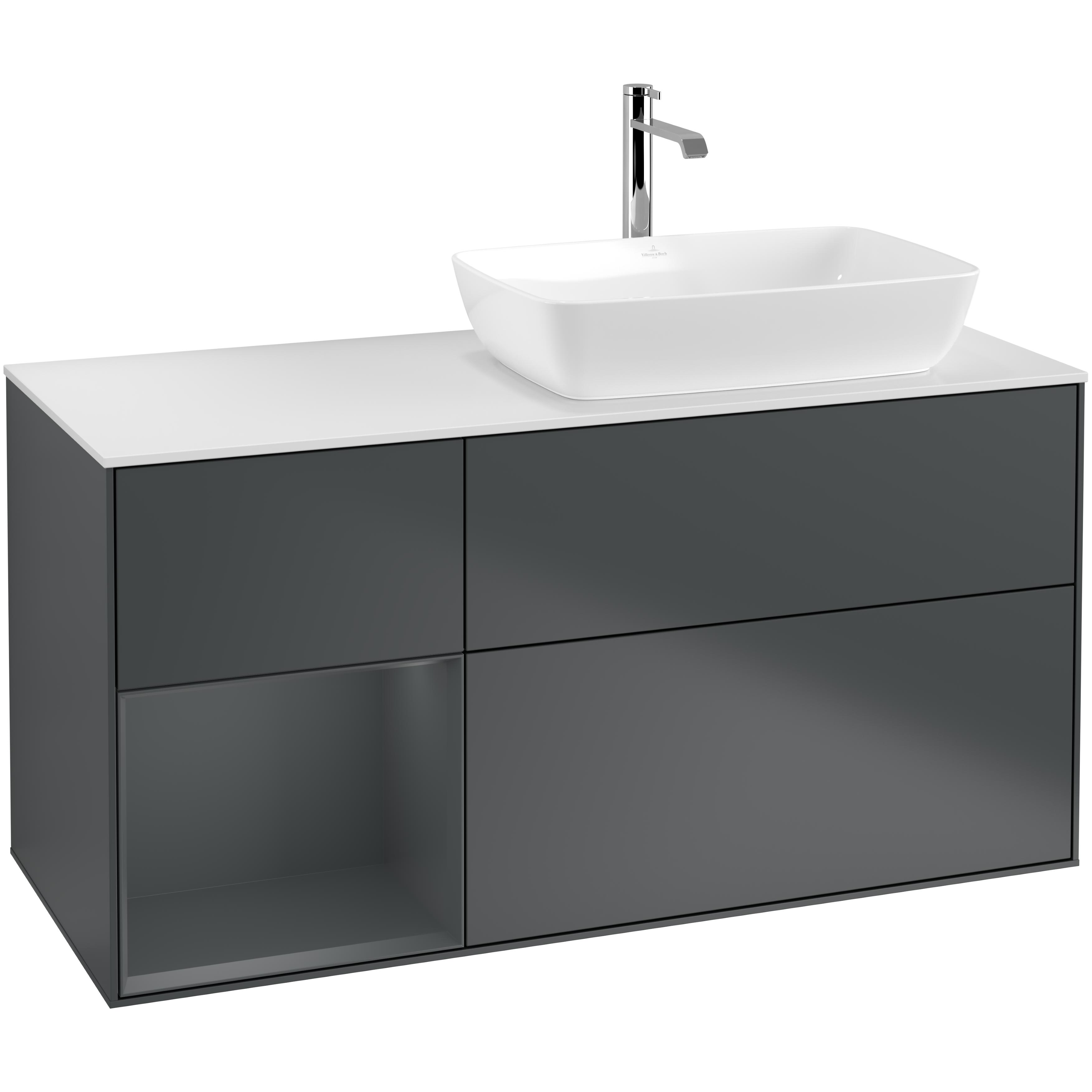 Tvättställsskåp Villeroy & Boch Finion med 3 Lådor Hylla och Bänkskiva för Ocentrerat Tvättställ från Artis & Collaro
