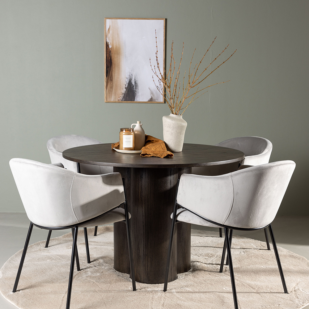 Spisegruppe Venture Home Olivia Ø110 cm med 4 stk Evelina Stoler