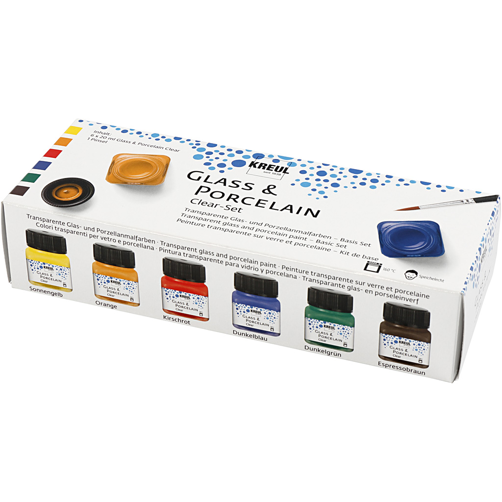 Glass- og Porselensmaling Creativ Company Clear Ass Farger 6x20 ml/1 Pk