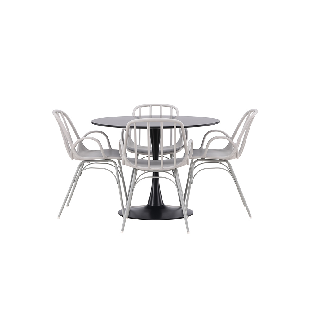 Spisegruppe Venture Home Glade Ø 100 cm med 4 Dyrön Stoler