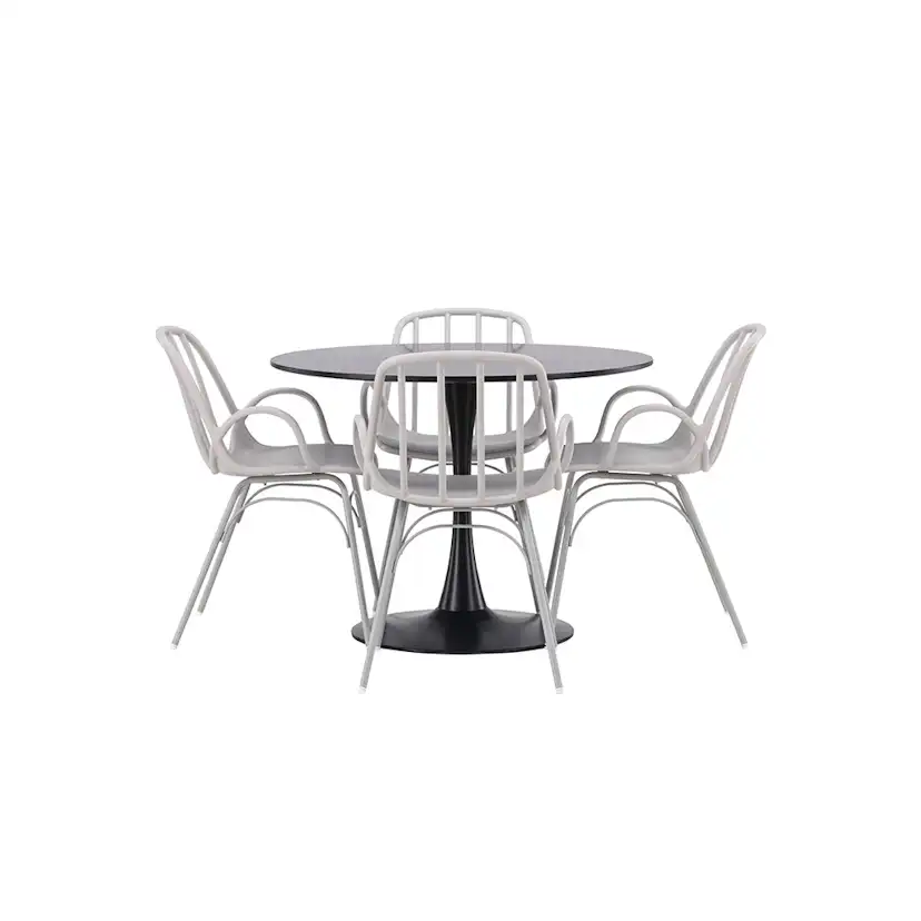 Spisegruppe Venture Home Glade Ø 100 cm med 4 Dyrön Stoler