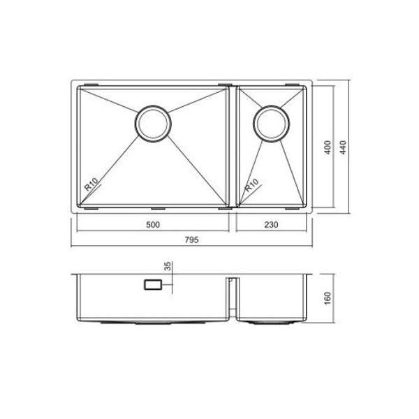 Kjøkkenvask Nordic Tech Radius 75 K X